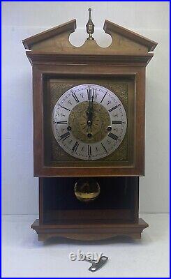 Vintage Elgin Westminster Chime Pendulum Wall Clock Rare Miniature Grandfather