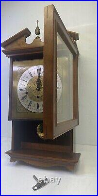 Vintage Elgin Westminster Chime Pendulum Wall Clock Rare Miniature Grandfather