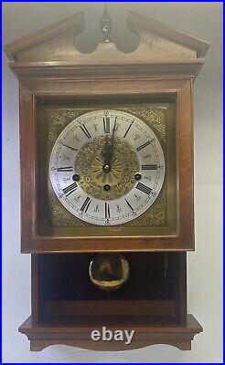 Vintage Elgin Westminster Chime Pendulum Wall Clock Rare Miniature Grandfather