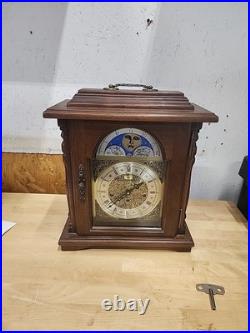 Vintage Emperor Moon Phase Walnut Mantel Clock