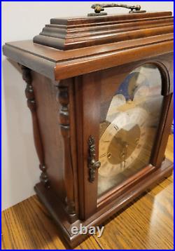 Vintage Emperor Moon Phase Walnut Mantel Clock