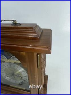 Vintage Emperor Moon Phase Walnut Mantel Clock Hermle 341-020 Tested