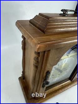 Vintage Emperor Moon Phase Walnut Mantel Clock Hermle 341-020 Tested