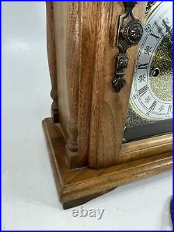 Vintage Emperor Moon Phase Walnut Mantel Clock Hermle 341-020 Tested