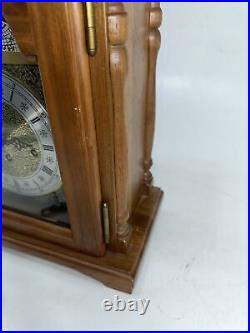 Vintage Emperor Moon Phase Walnut Mantel Clock Hermle 341-020 Tested