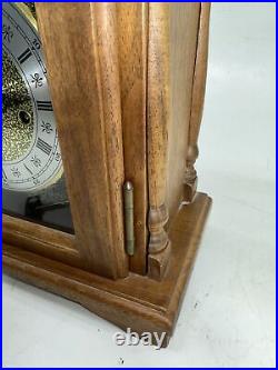 Vintage Emperor Moon Phase Walnut Mantel Clock Hermle 341-020 Tested