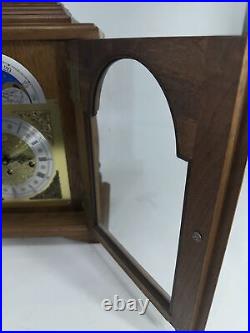 Vintage Emperor Moon Phase Walnut Mantel Clock Hermle 341-020 Tested