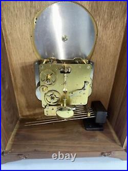 Vintage Emperor Moon Phase Walnut Mantel Clock Hermle 341-020 Tested