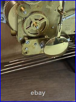 Vintage Emperor Moon Phase Walnut Mantel Clock Hermle 341-020 Tested