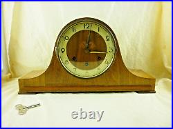 Vintage Euramca Trading Corp Germany Wooden Mantel Clock with Key