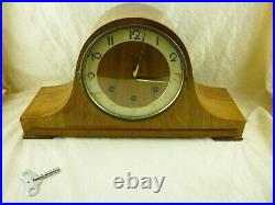 Vintage Euramca Trading Corp Germany Wooden Mantel Clock with Key