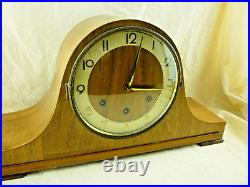 Vintage Euramca Trading Corp Germany Wooden Mantel Clock with Key