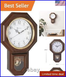 Vintage Faux Wood Pendulum Clock with Hourly Westminster Chime 17.5x11.25