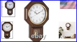 Vintage Faux Wood Pendulum Clock with Hourly Westminster Chime 17.5x11.25