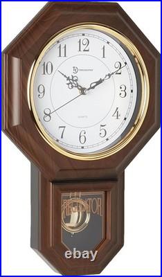 Vintage Faux Wood Pendulum Clock with Hourly Westminster Chime 17.5x11.25
