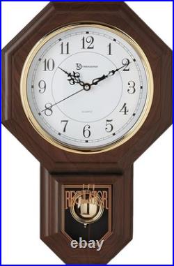 Vintage Faux Wood Pendulum Clock with Hourly Westminster Chime 17.5x11.25