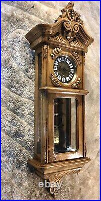 Vintage Gazo Family Capistrano Strike Triple Chime Wall Clock, Solid Oak Case