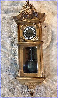 Vintage Gazo Family Capistrano Strike Triple Chime Wall Clock, Solid Oak Case