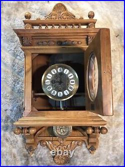 Vintage Gazo Family La Jolla Strike Triple Chime Wall Clock, Solid Walnut Case