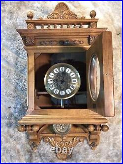 Vintage Gazo Family La Jolla Strike Triple Chime Wall Clock, Solid Walnut Case