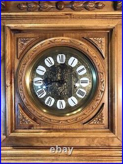 Vintage Gazo Family La Jolla Strike Triple Chime Wall Clock, Solid Walnut Case