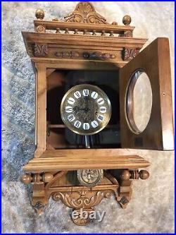 Vintage Gazo Family La Jolla Strike Triple Chime Wall Clock, Solid Walnut Case