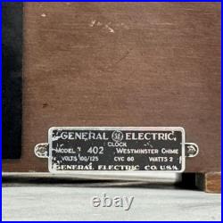 Vintage General Electric Westminster Mantel Chime Clock Model 402