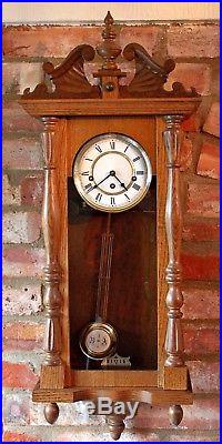 Vintage German 8-Day Oak Case Wall Clock with Westminster Chimes