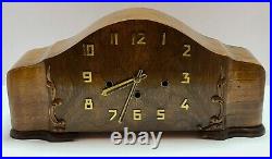 Vintage German Art Deco Mid Century Modern Westminster Chime Mantel Shelf Clock
