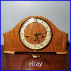 Vintage German Heco Henry Coehler Wooden Mantel Clock Working