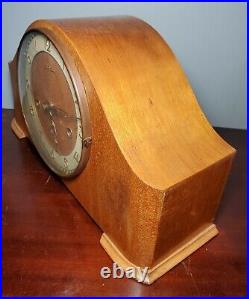 Vintage German Heco Henry Coehler Wooden Mantel Clock Working