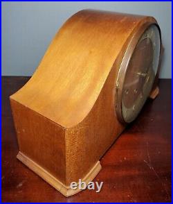 Vintage German Heco Henry Coehler Wooden Mantel Clock Working