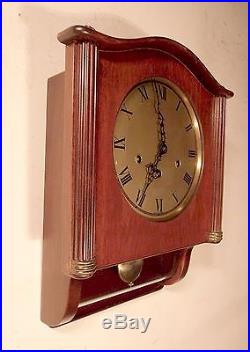 Vintage German Mauthe Westminster Chime Wall Clock with Serpentine Bottom Glass