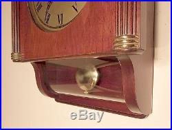 Vintage German Mauthe Westminster Chime Wall Clock with Serpentine Bottom Glass