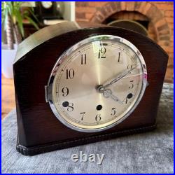 Vintage German Westminster Chime Mantel Clock 5 Rod Art Deco Serviced Working