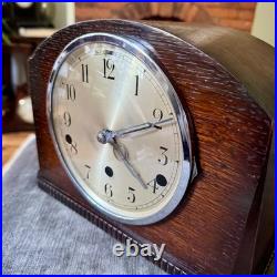 Vintage German Westminster Chime Mantel Clock 5 Rod Art Deco Serviced Working