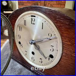 Vintage German Westminster Chime Mantel Clock 5 Rod Art Deco Serviced Working