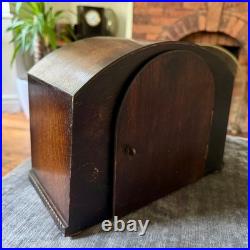 Vintage German Westminster Chime Mantel Clock 5 Rod Art Deco Serviced Working