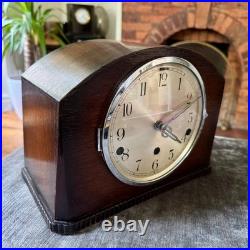 Vintage German Westminster Chime Mantel Clock 5 Rod Art Deco Serviced Working
