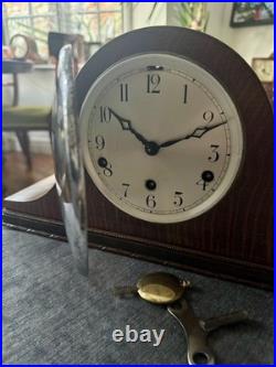 Vintage German Westminster Chime Mantel Clock Serviced Rich Tone Working