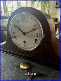 Vintage German Westminster Chime Mantel Clock Serviced Rich Tone Working