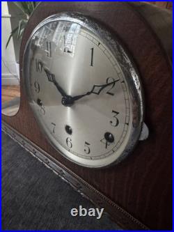 Vintage German Westminster Chime Mantel Clock Serviced Rich Tone Working