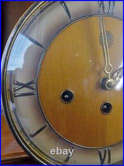 Vintage German Westminster Chimes Mantle Clock 2 Jewel Franz Hermie Blonde Exc