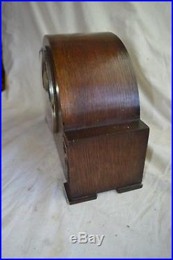 Vintage German Wood Mantle Clock Westminster Chime Foreign Mechanical 8 Day Key