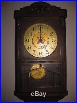 Vintage Germany Linden Westminster Chime 8 Day Wall Clock Key Wound SEE VIDEO