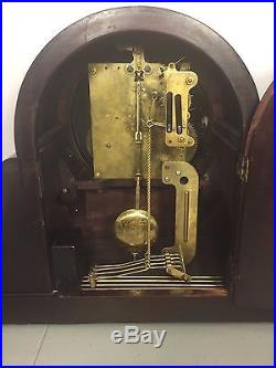 Vintage Hamburg American Clock Co Tambour Case Clock Running Westminster Chimes
