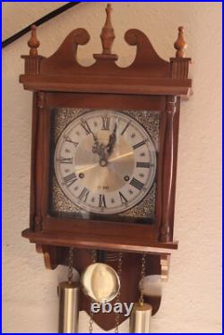 Vintage Hamilton 31 Day Drop Dial Striking Wall Clock Works, Walnut Color
