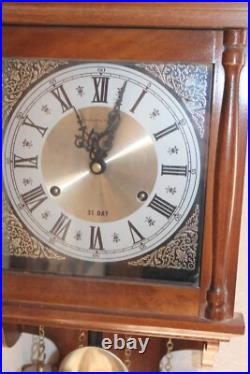 Vintage Hamilton 31 Day Drop Dial Striking Wall Clock Works, Walnut Color