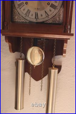Vintage Hamilton 31 Day Drop Dial Striking Wall Clock Works, Walnut Color