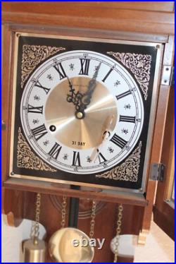 Vintage Hamilton 31 Day Drop Dial Striking Wall Clock Works, Walnut Color